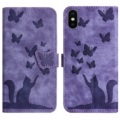 Butterfly Cat Embossing Flip Leather Phone Case