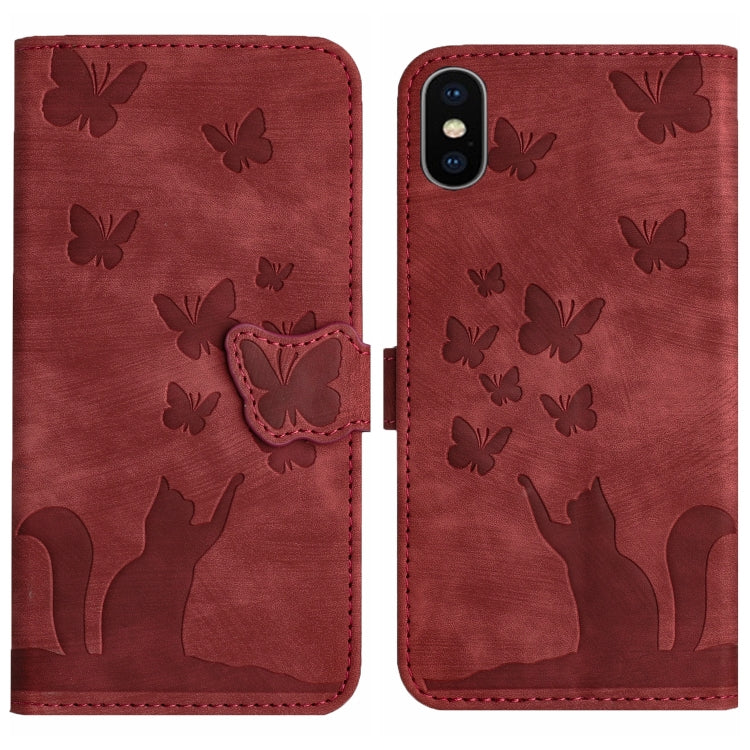 Butterfly Cat Embossing Flip Leather Phone Case