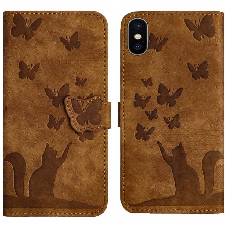 Butterfly Cat Embossing Flip Leather Phone Case