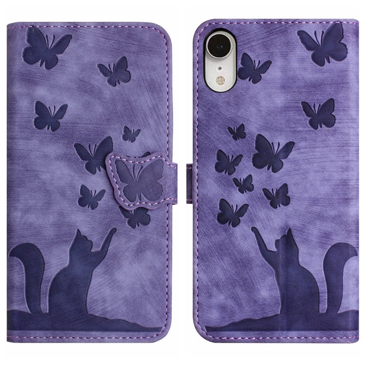 Butterfly Cat Embossing Flip Leather Phone Case