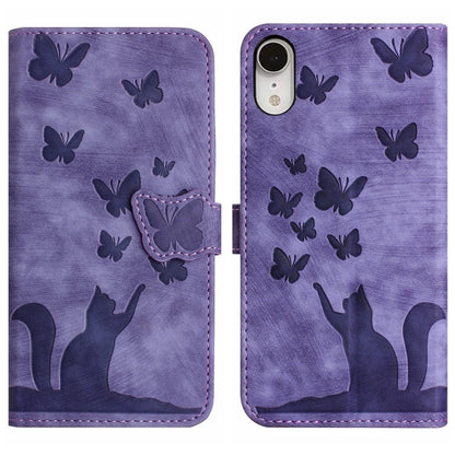 Butterfly Cat Embossing Flip Leather Phone Case
