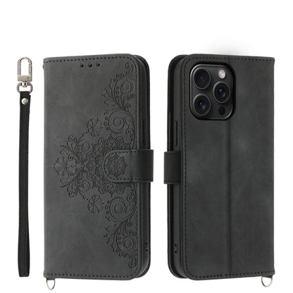 Skin-feel Flowers Embossed Wallet Leather Phone Case