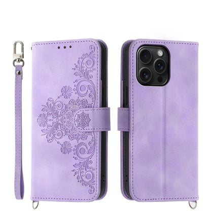 Skin-feel Flowers Embossed Wallet Leather Phone Case