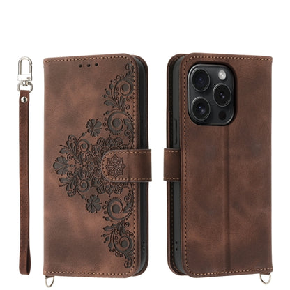 Skin-feel Flowers Embossed Wallet Leather Phone Case