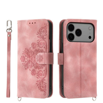 Skin-feel Flowers Embossed Wallet Leather Phone Case, For iPhone 18 Pro / 17 Pro, For iPhone 18 Pro Max / 17 Pro Max, For iPhone 17, For iPhone Air, For iPhone 17e / 16e, For iPhone 16 Pro Max, For iPhone 16 Pro, For iPhone 16 Plus, For iPhone 16      ...
