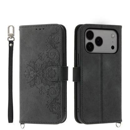 Skin-feel Flowers Embossed Wallet Leather Phone Case, For iPhone 18 Pro / 17 Pro, For iPhone 18 Pro Max / 17 Pro Max, For iPhone 17, For iPhone Air, For iPhone 17e / 16e, For iPhone 16 Pro Max, For iPhone 16 Pro, For iPhone 16 Plus, For iPhone 16      ...