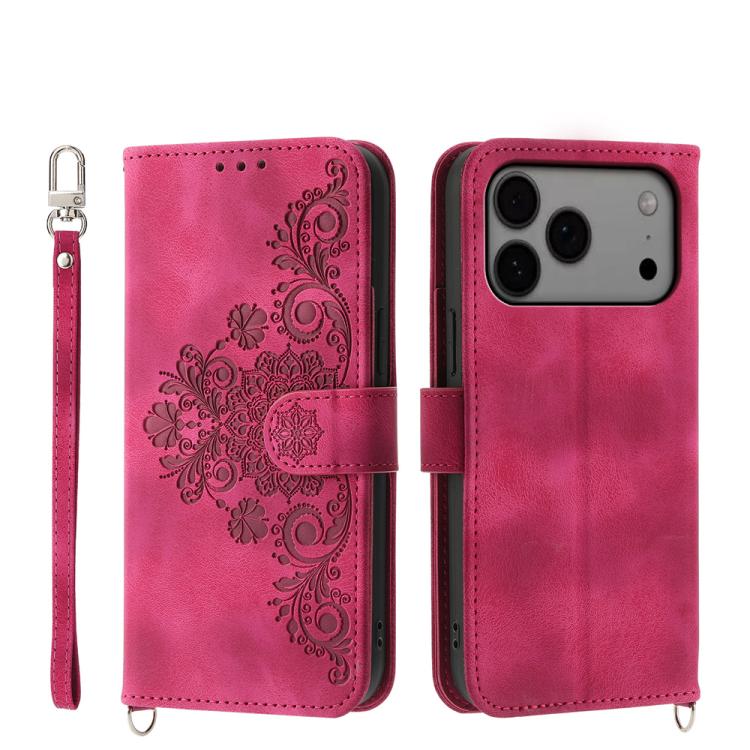 Skin-feel Flowers Embossed Wallet Leather Phone Case, For iPhone 18 Pro / 17 Pro, For iPhone 18 Pro Max / 17 Pro Max, For iPhone 17, For iPhone Air, For iPhone 17e / 16e, For iPhone 16 Pro Max, For iPhone 16 Pro, For iPhone 16 Plus, For iPhone 16      ...