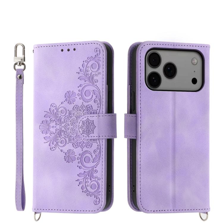 Skin-feel Flowers Embossed Wallet Leather Phone Case, For iPhone 18 Pro / 17 Pro, For iPhone 18 Pro Max / 17 Pro Max, For iPhone 17, For iPhone Air, For iPhone 17e / 16e, For iPhone 16 Pro Max, For iPhone 16 Pro, For iPhone 16 Plus, For iPhone 16      ...