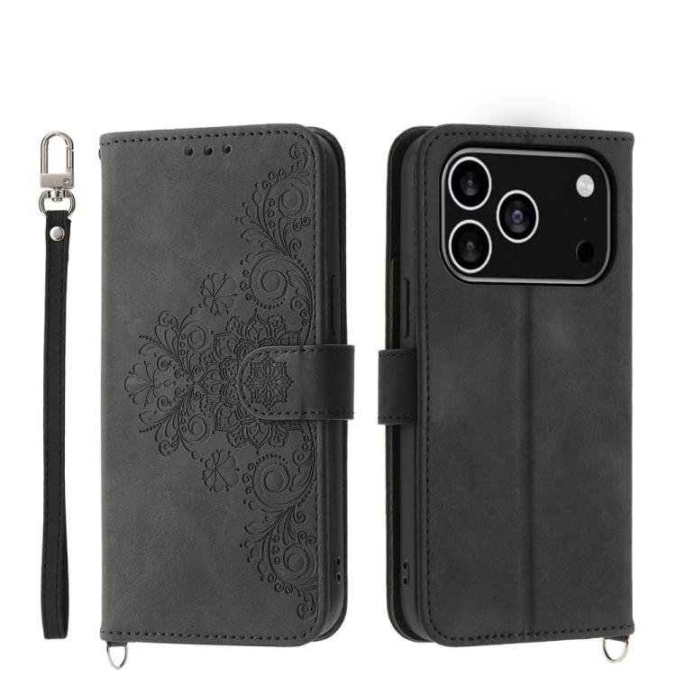 Skin-feel Flowers Embossed Wallet Leather Phone Case, For iPhone 18 Pro / 17 Pro, For iPhone 18 Pro Max / 17 Pro Max, For iPhone 17, For iPhone Air, For iPhone 17e / 16e, For iPhone 16 Pro Max, For iPhone 16 Pro, For iPhone 16 Plus, For iPhone 16      ...