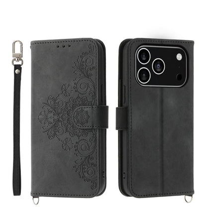Skin-feel Flowers Embossed Wallet Leather Phone Case, For iPhone 18 Pro / 17 Pro, For iPhone 18 Pro Max / 17 Pro Max, For iPhone 17, For iPhone Air, For iPhone 17e / 16e, For iPhone 16 Pro Max, For iPhone 16 Pro, For iPhone 16 Plus, For iPhone 16      ...