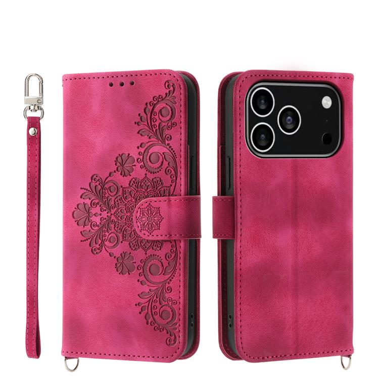 Skin-feel Flowers Embossed Wallet Leather Phone Case, For iPhone 18 Pro / 17 Pro, For iPhone 18 Pro Max / 17 Pro Max, For iPhone 17, For iPhone Air, For iPhone 17e / 16e, For iPhone 16 Pro Max, For iPhone 16 Pro, For iPhone 16 Plus, For iPhone 16      ...