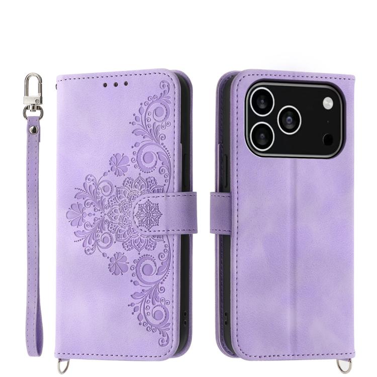 Skin-feel Flowers Embossed Wallet Leather Phone Case, For iPhone 18 Pro / 17 Pro, For iPhone 18 Pro Max / 17 Pro Max, For iPhone 17, For iPhone Air, For iPhone 17e / 16e, For iPhone 16 Pro Max, For iPhone 16 Pro, For iPhone 16 Plus, For iPhone 16      ...