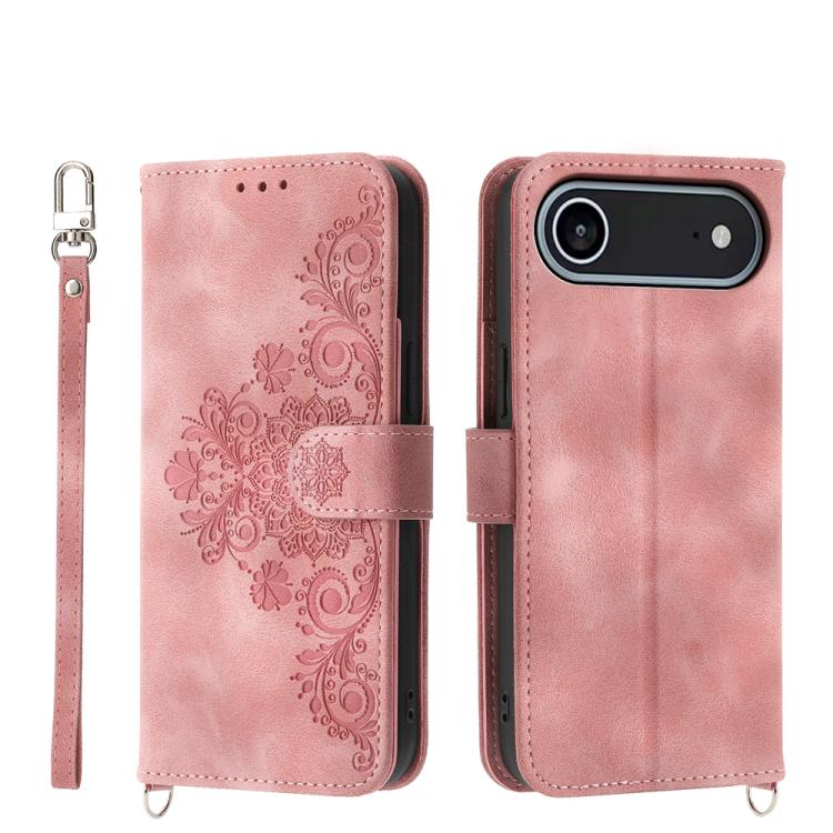 Skin-feel Flowers Embossed Wallet Leather Phone Case, For iPhone 18 Pro / 17 Pro, For iPhone 18 Pro Max / 17 Pro Max, For iPhone 17, For iPhone Air, For iPhone 17e / 16e, For iPhone 16 Pro Max, For iPhone 16 Pro, For iPhone 16 Plus, For iPhone 16      ...