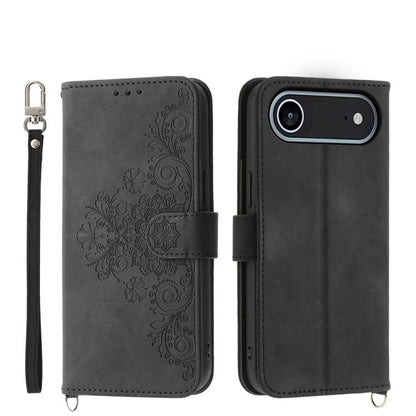 Skin-feel Flowers Embossed Wallet Leather Phone Case, For iPhone 18 Pro / 17 Pro, For iPhone 18 Pro Max / 17 Pro Max, For iPhone 17, For iPhone Air, For iPhone 17e / 16e, For iPhone 16 Pro Max, For iPhone 16 Pro, For iPhone 16 Plus, For iPhone 16      ...