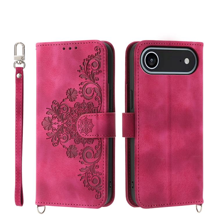 Skin-feel Flowers Embossed Wallet Leather Phone Case, For iPhone 18 Pro / 17 Pro, For iPhone 18 Pro Max / 17 Pro Max, For iPhone 17, For iPhone Air, For iPhone 17e / 16e, For iPhone 16 Pro Max, For iPhone 16 Pro, For iPhone 16 Plus, For iPhone 16      ...