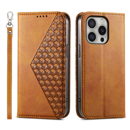 Cubic Grid Calf Texture Magnetic Leather Phone Case