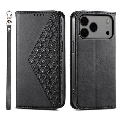 Cubic Grid Calf Texture Magnetic Leather Phone Case
