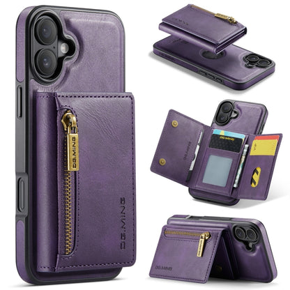 DG.MING M5 Series Zip RFID Multi Card Detachable Leather Phone Case, For iPhone 17e / 16e, For iPhone 17 Pro Max, For iPhone 17 Pro, For iPhone 17, For iPhone Air, For iPhone 16 Pro Max, For iPhone 16 Pro, For iPhone 16 Plus, For iPhone 16             ...