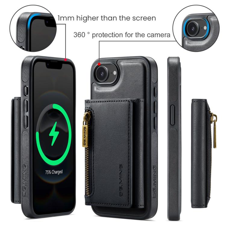 DG.MING M5 Series Zip RFID Multi Card Detachable Leather Phone Case, For iPhone 17e / 16e, For iPhone 17 Pro Max, For iPhone 17 Pro, For iPhone 17, For iPhone Air, For iPhone 16 Pro Max, For iPhone 16 Pro, For iPhone 16 Plus, For iPhone 16             ...