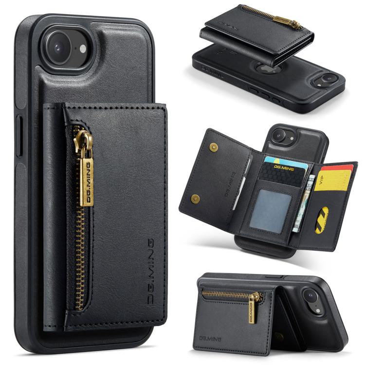 DG.MING M5 Series Zip RFID Multi Card Detachable Leather Phone Case, For iPhone 17e / 16e, For iPhone 17 Pro Max, For iPhone 17 Pro, For iPhone 17, For iPhone Air, For iPhone 16 Pro Max, For iPhone 16 Pro, For iPhone 16 Plus, For iPhone 16             ...