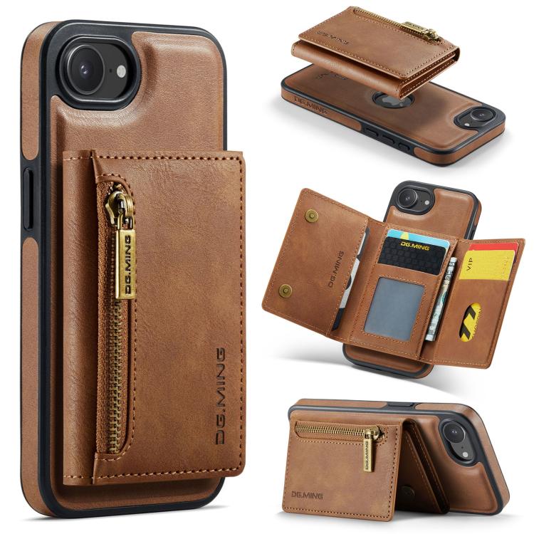 DG.MING M5 Series Zip RFID Multi Card Detachable Leather Phone Case, For iPhone 17e / 16e, For iPhone 17 Pro Max, For iPhone 17 Pro, For iPhone 17, For iPhone Air, For iPhone 16 Pro Max, For iPhone 16 Pro, For iPhone 16 Plus, For iPhone 16             ...
