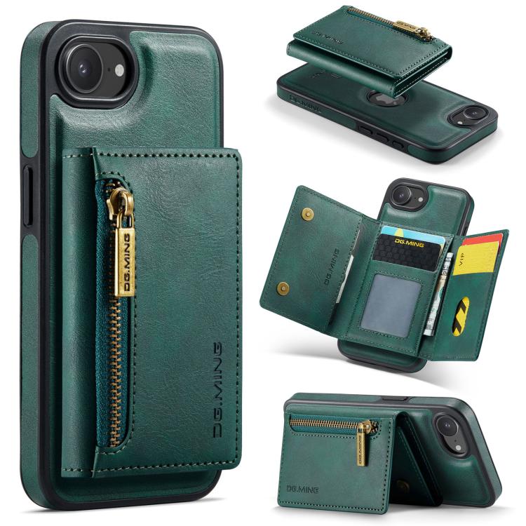 DG.MING M5 Series Zip RFID Multi Card Detachable Leather Phone Case, For iPhone 17e / 16e, For iPhone 17 Pro Max, For iPhone 17 Pro, For iPhone 17, For iPhone Air, For iPhone 16 Pro Max, For iPhone 16 Pro, For iPhone 16 Plus, For iPhone 16             ...