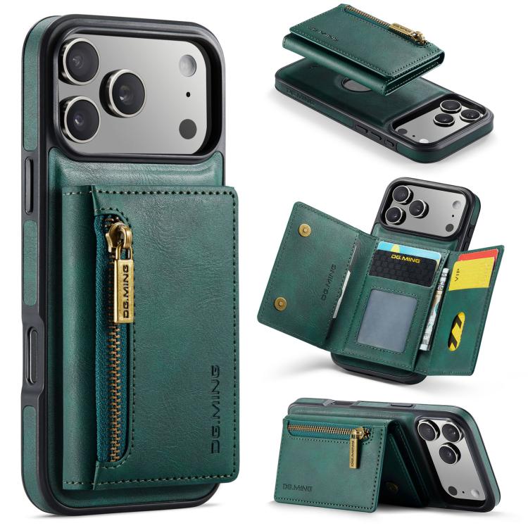 DG.MING M5 Series Zip RFID Multi Card Detachable Leather Phone Case, For iPhone 17e / 16e, For iPhone 17 Pro Max, For iPhone 17 Pro, For iPhone 17, For iPhone Air, For iPhone 16 Pro Max, For iPhone 16 Pro, For iPhone 16 Plus, For iPhone 16             ...
