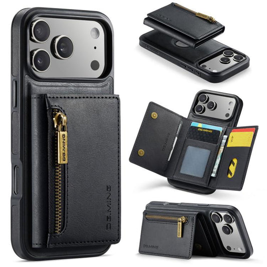 DG.MING M5 Series Zip RFID Multi Card Detachable Leather Phone Case, For iPhone 18 Pro / 17 Pro, For iPhone 18 Pro Max / 17 Pro Max, For iPhone 17e / 16e, For iPhone 17, For iPhone Air, For iPhone 16 Pro Max, For iPhone 16 Pro, For iPhone 16 Plus