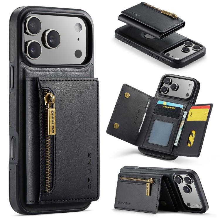 DG.MING M5 Series Zip RFID Multi Card Detachable Leather Phone Case, For iPhone 17e / 16e, For iPhone 17 Pro Max, For iPhone 17 Pro, For iPhone 17, For iPhone Air, For iPhone 16 Pro Max, For iPhone 16 Pro, For iPhone 16 Plus, For iPhone 16             ...