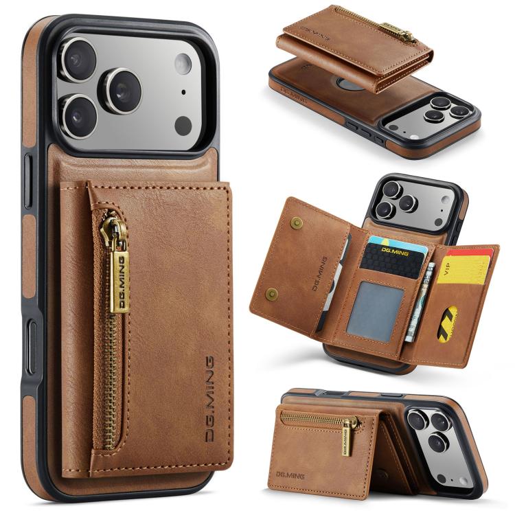 DG.MING M5 Series Zip RFID Multi Card Detachable Leather Phone Case, For iPhone 17e / 16e, For iPhone 17 Pro Max, For iPhone 17 Pro, For iPhone 17, For iPhone Air, For iPhone 16 Pro Max, For iPhone 16 Pro, For iPhone 16 Plus, For iPhone 16             ...