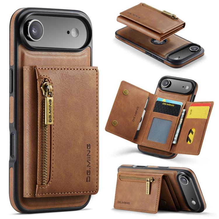DG.MING M5 Series Zip RFID Multi Card Detachable Leather Phone Case, For iPhone 17e / 16e, For iPhone 17 Pro Max, For iPhone 17 Pro, For iPhone 17, For iPhone Air, For iPhone 16 Pro Max, For iPhone 16 Pro, For iPhone 16 Plus, For iPhone 16             ...
