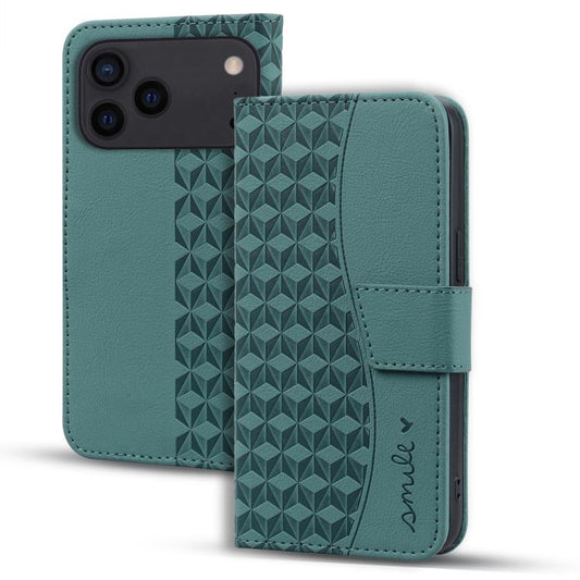 Business Diamond Buckle Leather Phone Case with Lanyard