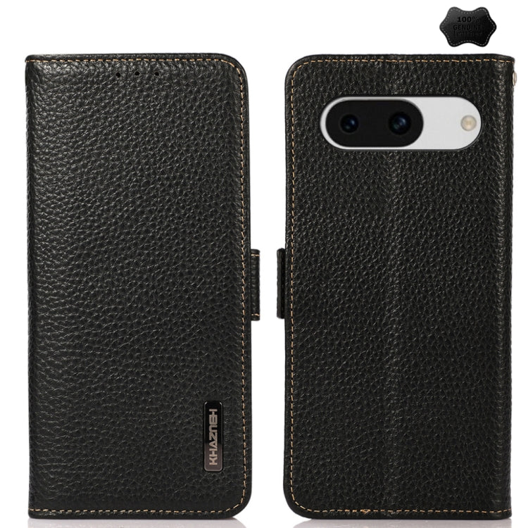 KHAZNEH Side-Magnetic Litchi Genuine Leather RFID Phone Case, For Google Pixel 11 Pro XL, For Google Pixel 11 Pro / 11, For Google Pixel 10a, For Google Pixel 9a, For Google Pixel 9 Pro, For Google Pixel 9, For Google Pixel 8a