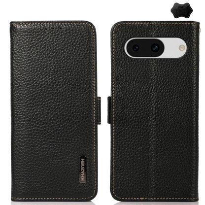 KHAZNEH Side-Magnetic Litchi Genuine Leather RFID Phone Case, For Google Pixel 11 Pro XL, For Google Pixel 11 Pro / 11, For Google Pixel 10a, For Google Pixel 9a, For Google Pixel 9 Pro, For Google Pixel 9, For Google Pixel 8a