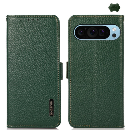 KHAZNEH Side-Magnetic Litchi Genuine Leather RFID Phone Case, For Google Pixel 11 Pro XL, For Google Pixel 11 Pro / 11, For Google Pixel 10a, For Google Pixel 9a, For Google Pixel 9 Pro, For Google Pixel 9, For Google Pixel 8a