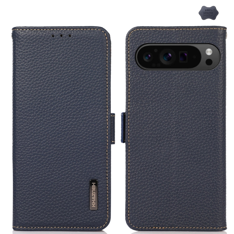 KHAZNEH Side-Magnetic Litchi Genuine Leather RFID Phone Case, For Google Pixel 11 Pro XL, For Google Pixel 11 Pro / 11, For Google Pixel 10a, For Google Pixel 9a, For Google Pixel 9 Pro, For Google Pixel 9, For Google Pixel 8a