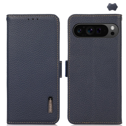 KHAZNEH Side-Magnetic Litchi Genuine Leather RFID Phone Case, For Google Pixel 11 Pro XL, For Google Pixel 11 Pro / 11, For Google Pixel 10a, For Google Pixel 9a, For Google Pixel 9 Pro, For Google Pixel 9, For Google Pixel 8a