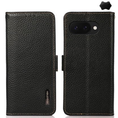 KHAZNEH Side-Magnetic Litchi Genuine Leather RFID Phone Case, For Google Pixel 11 Pro XL, For Google Pixel 11 Pro / 11, For Google Pixel 10a, For Google Pixel 9a, For Google Pixel 9 Pro, For Google Pixel 9, For Google Pixel 8a