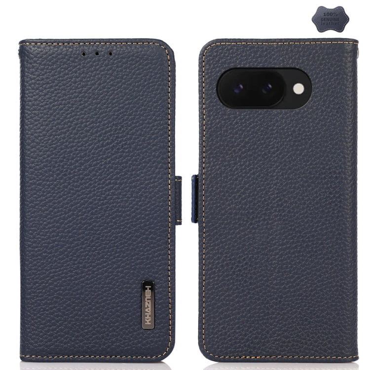 KHAZNEH Side-Magnetic Litchi Genuine Leather RFID Phone Case, For Google Pixel 11 Pro XL, For Google Pixel 11 Pro / 11, For Google Pixel 10a, For Google Pixel 9a, For Google Pixel 9 Pro, For Google Pixel 9, For Google Pixel 8a