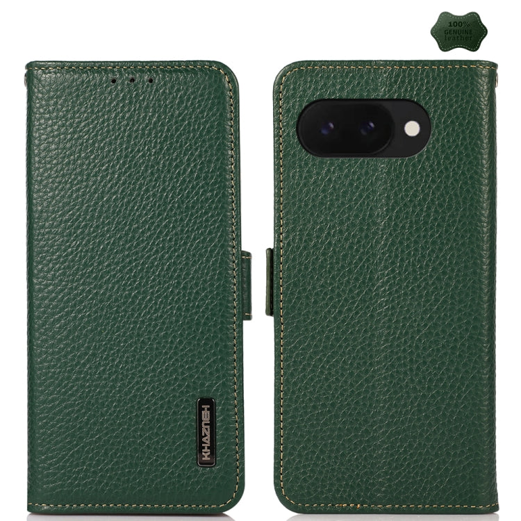KHAZNEH Side-Magnetic Litchi Genuine Leather RFID Phone Case, For Google Pixel 11 Pro XL, For Google Pixel 11 Pro / 11, For Google Pixel 10a, For Google Pixel 9a, For Google Pixel 9 Pro, For Google Pixel 9, For Google Pixel 8a