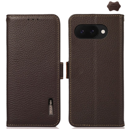 KHAZNEH Side-Magnetic Litchi Genuine Leather RFID Phone Case, For Google Pixel 11 Pro XL, For Google Pixel 11 Pro / 11, For Google Pixel 10a, For Google Pixel 9a, For Google Pixel 9 Pro, For Google Pixel 9, For Google Pixel 8a