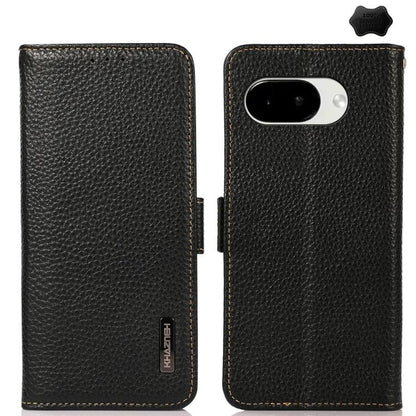 KHAZNEH Side-Magnetic Litchi Genuine Leather RFID Phone Case, For Google Pixel 11 Pro XL, For Google Pixel 11 Pro / 11, For Google Pixel 10a, For Google Pixel 9a, For Google Pixel 9 Pro, For Google Pixel 9, For Google Pixel 8a