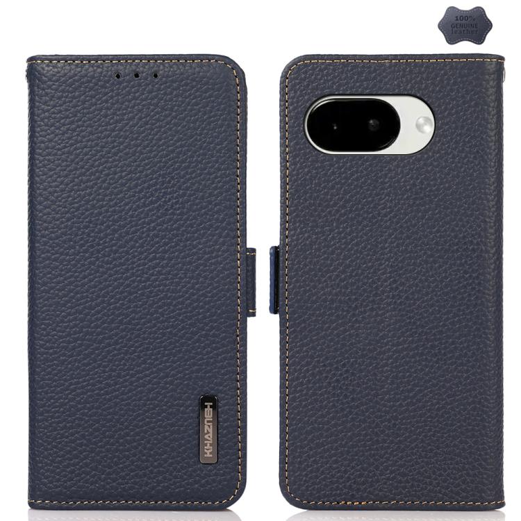 KHAZNEH Side-Magnetic Litchi Genuine Leather RFID Phone Case, For Google Pixel 11 Pro XL, For Google Pixel 11 Pro / 11, For Google Pixel 10a, For Google Pixel 9a, For Google Pixel 9 Pro, For Google Pixel 9, For Google Pixel 8a