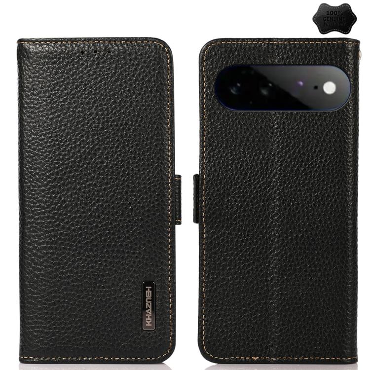 KHAZNEH Side-Magnetic Litchi Genuine Leather RFID Phone Case, For Google Pixel 11 Pro XL, For Google Pixel 11 Pro / 11, For Google Pixel 10a, For Google Pixel 9a, For Google Pixel 9 Pro, For Google Pixel 9, For Google Pixel 8a
