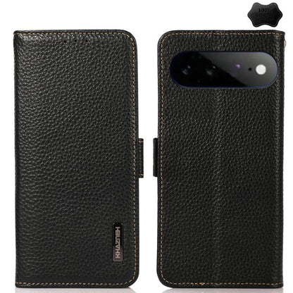 KHAZNEH Side-Magnetic Litchi Genuine Leather RFID Phone Case, For Google Pixel 11 Pro XL, For Google Pixel 11 Pro / 11, For Google Pixel 10a, For Google Pixel 9a, For Google Pixel 9 Pro, For Google Pixel 9, For Google Pixel 8a