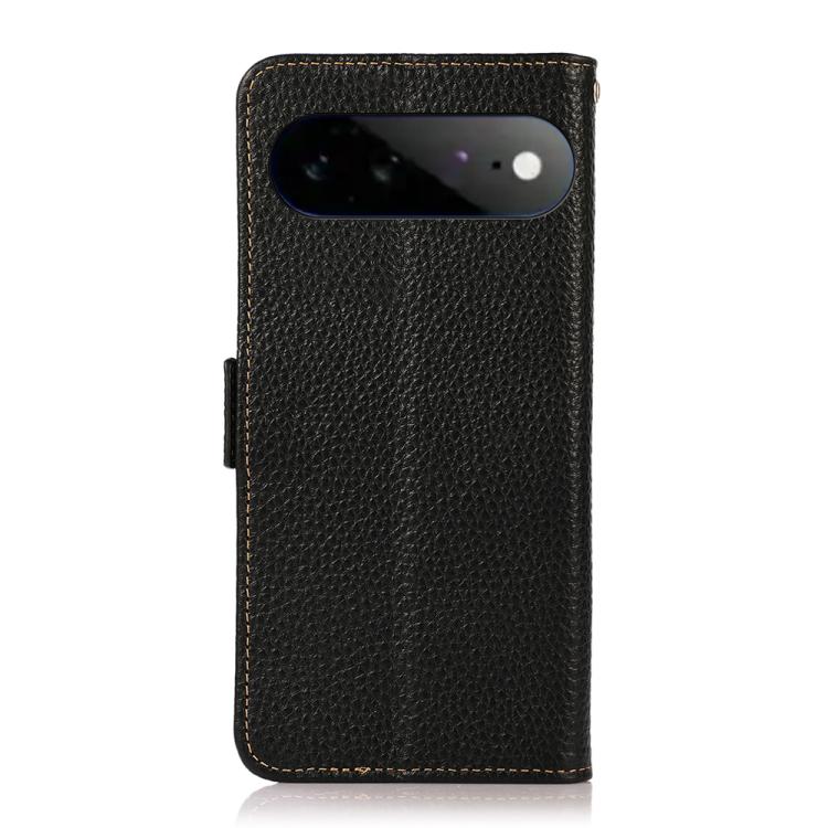 KHAZNEH Side-Magnetic Litchi Genuine Leather RFID Phone Case, For Google Pixel 11 Pro XL, For Google Pixel 11 Pro / 11, For Google Pixel 10a, For Google Pixel 9a, For Google Pixel 9 Pro, For Google Pixel 9, For Google Pixel 8a