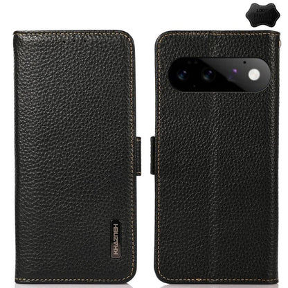 KHAZNEH Side-Magnetic Litchi Genuine Leather RFID Phone Case, For Google Pixel 11 Pro XL, For Google Pixel 11 Pro / 11, For Google Pixel 10a, For Google Pixel 9a, For Google Pixel 9 Pro, For Google Pixel 9, For Google Pixel 8a