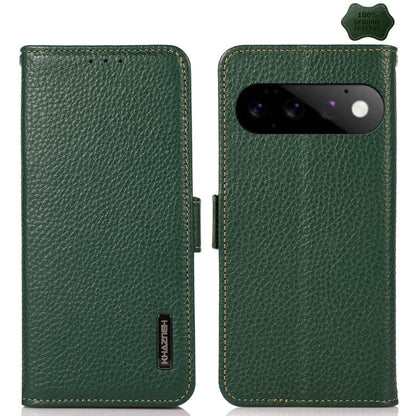 KHAZNEH Side-Magnetic Litchi Genuine Leather RFID Phone Case, For Google Pixel 11 Pro XL, For Google Pixel 11 Pro / 11, For Google Pixel 10a, For Google Pixel 9a, For Google Pixel 9 Pro, For Google Pixel 9, For Google Pixel 8a