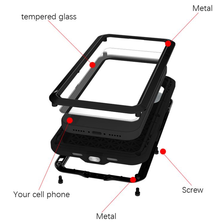 LOVE MEI Metal Shockproof Life Waterproof Dustproof Phone Case, For iPhone 18 Pro / 17 Pro, For iPhone 18 Pro Max / 17 Pro Max, For iPhone 17, For iPhone 16 Pro Max, For iPhone 16 Pro, For iPhone 16, For iPhone 15 Pro Max, For iPhone 15 Pro            ...