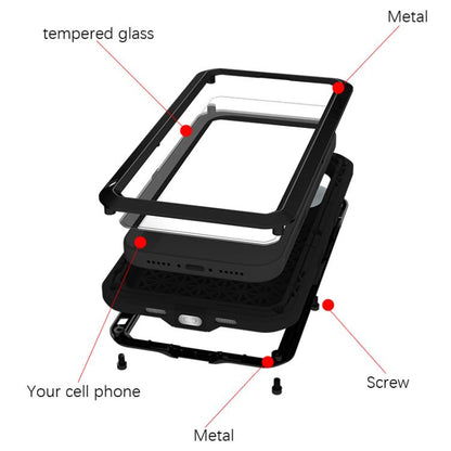 LOVE MEI Metal Shockproof Life Waterproof Dustproof Phone Case, For iPhone 18 Pro / 17 Pro, For iPhone 18 Pro Max / 17 Pro Max, For iPhone 17, For iPhone 16 Pro Max, For iPhone 16 Pro, For iPhone 16, For iPhone 15 Pro Max, For iPhone 15 Pro            ...